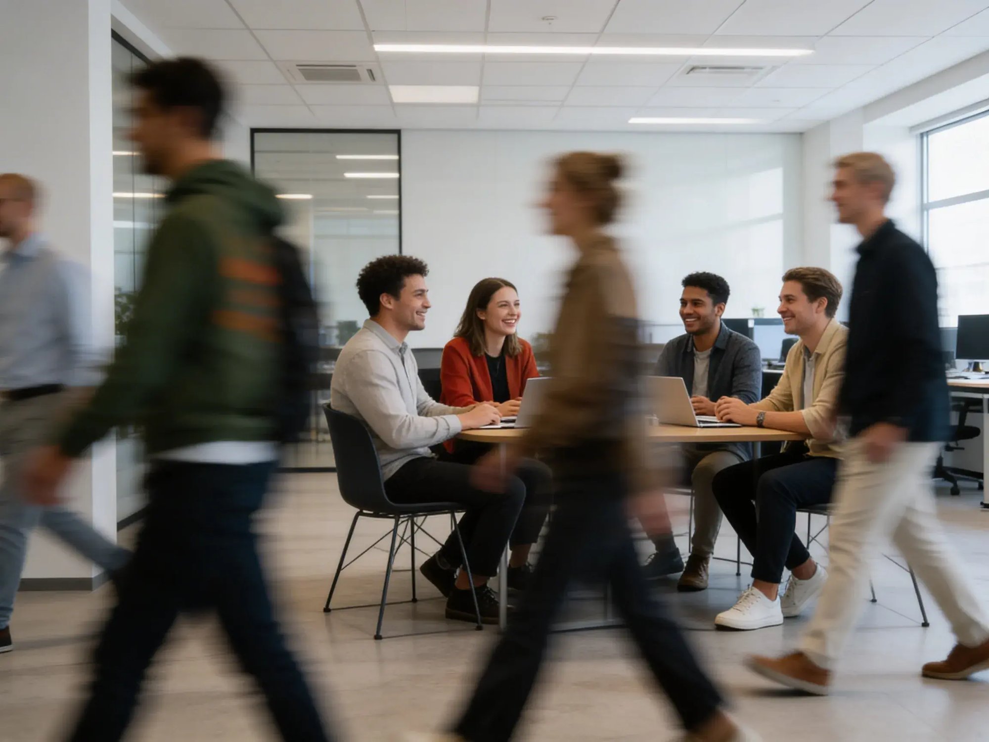 People collaborating happy office