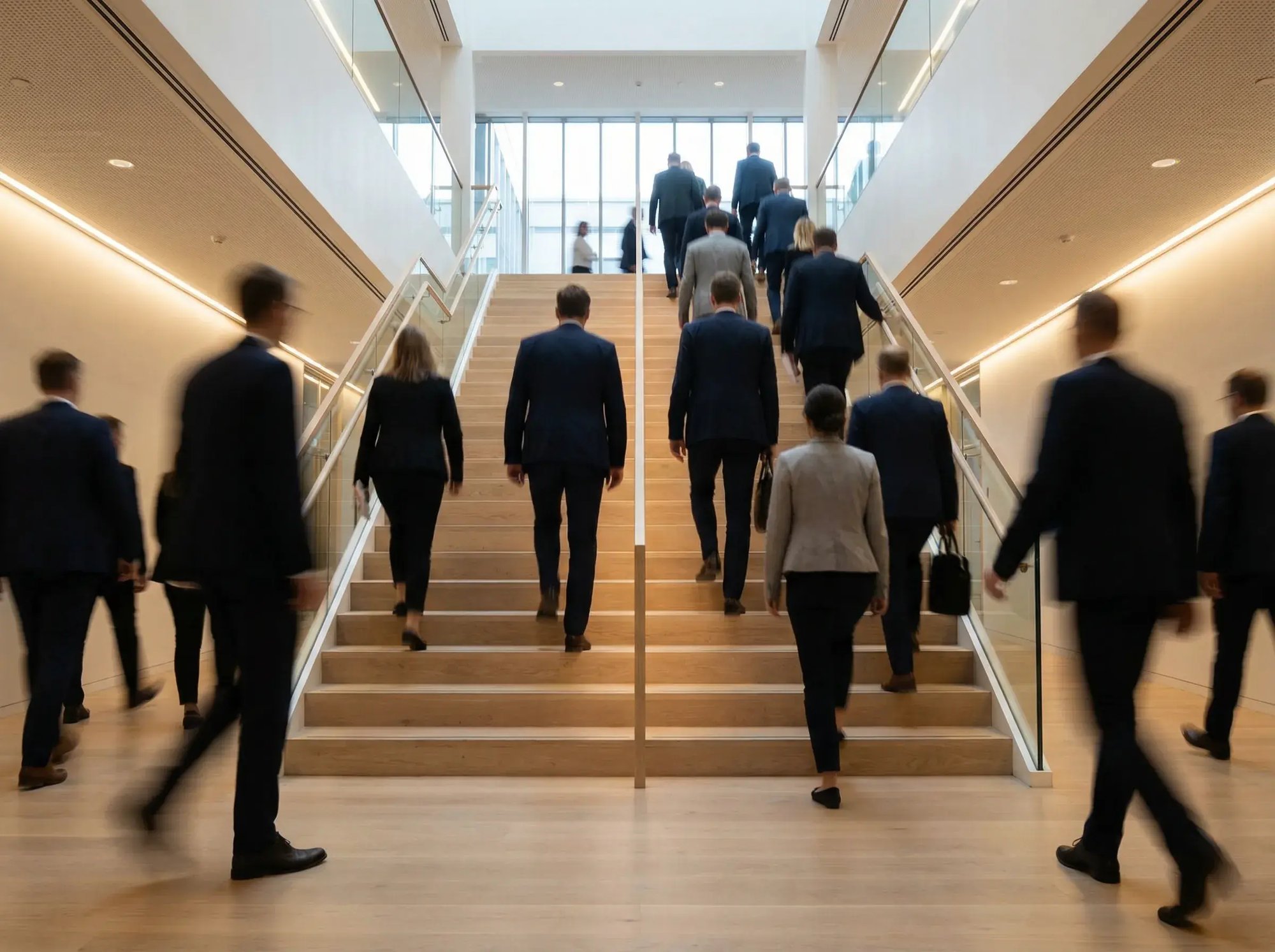 Poeple in stairs walking business